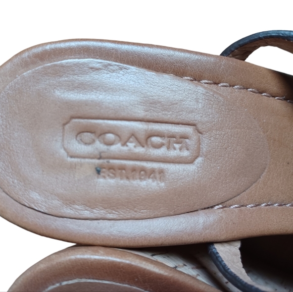 Coach Womens Strappy Brown Leather High Wedge Heels Platform Ankle Strap Size 7 - Picture 12 of 12